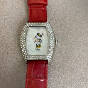 Disney TIME WORKS Minnie Mouse Watch with Pave Swarovski Crystal Bezel